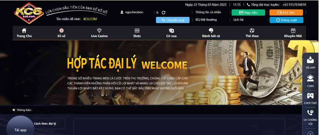 Truy cập website nhà cái đăng ký đại lý KC6