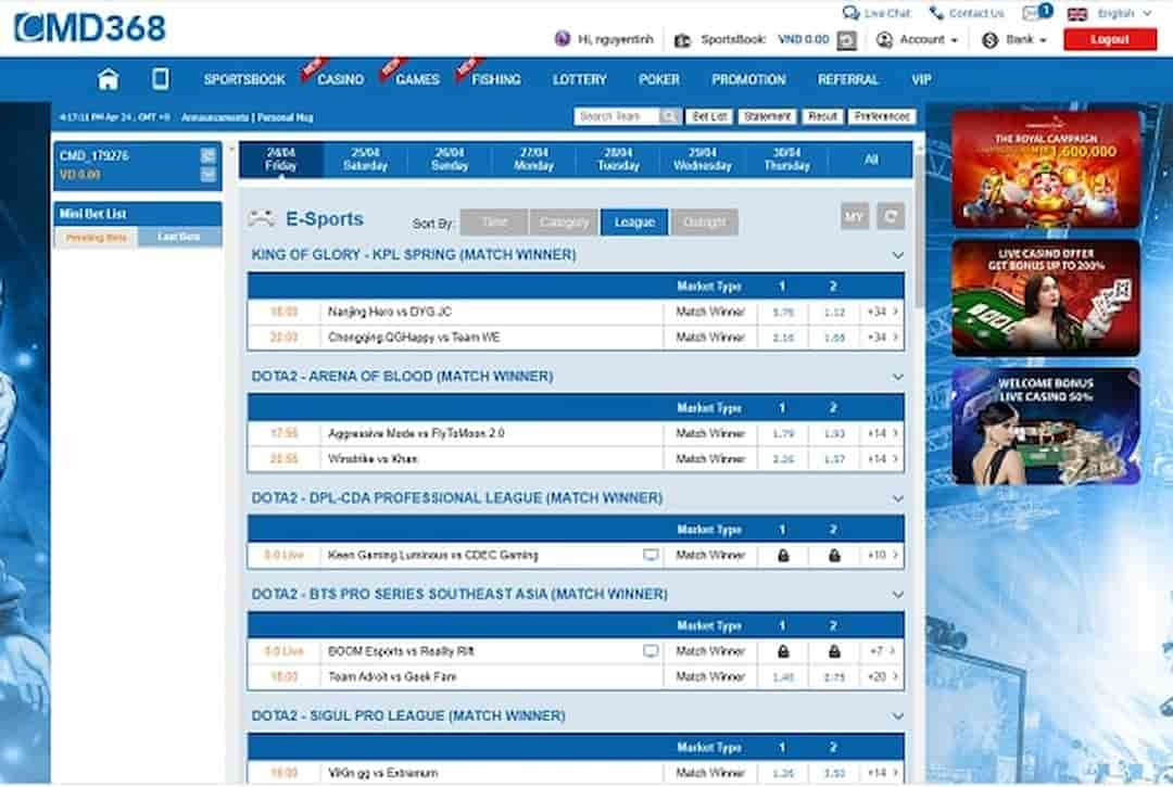 Cá cược với CMD368 đa dạng sản phẩm và số lượng người chơi kỷ lục 